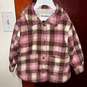 Old Navy Pink and Brown Plaid Coat